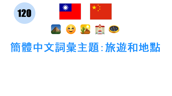 簡體中文詞彙主題：旅遊和地點